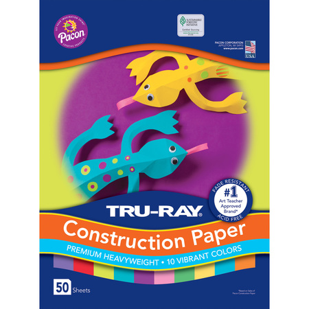 Tru-Ray Construction Paper, 10 Vibrant Colors, 12x18, 50 Sheets, PK3 P102941